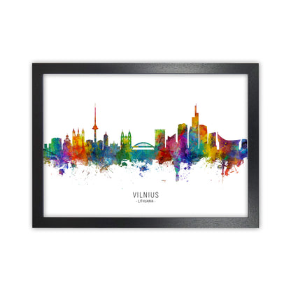 Vilnius Lithuania Skyline Art Print by Michael Tompsett Black Grain