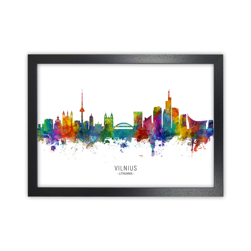 Vilnius Lithuania Skyline Art Print by Michael Tompsett Black Grain