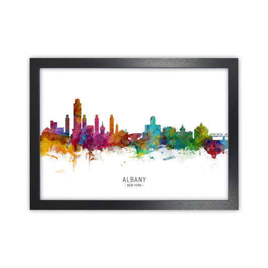 Albany New York Skyline Art Print by Michael Tompsett Black Grain