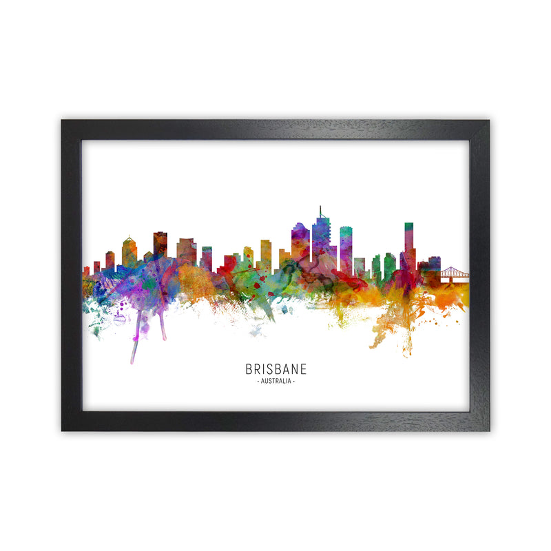 Brisbane Australia Skyline Art Print by Michael Tompsett Black Grain