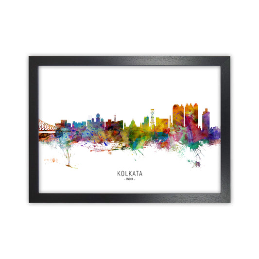 Kolkata India Skyline Art Print by Michael Tompsett Black Grain