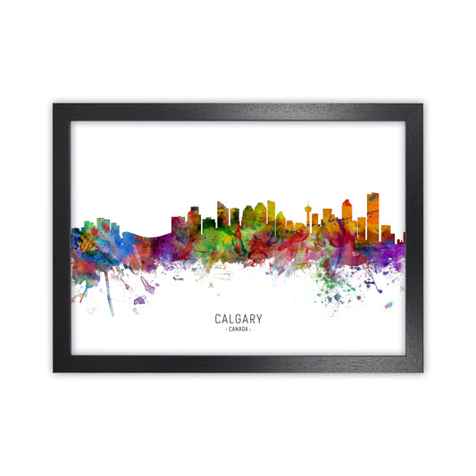 Calgary Canada Skyline Art Print by Michael Tompsett Black Grain