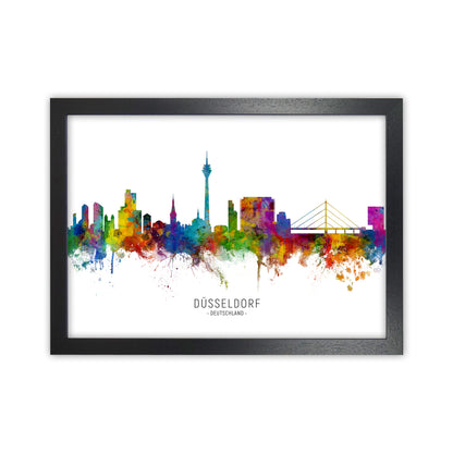 Dusseldorf Deutschland Skyline Art Print by Michael Tompsett Black Grain