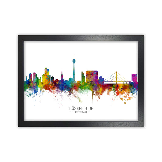 Dusseldorf Deutschland Skyline Art Print by Michael Tompsett Black Grain