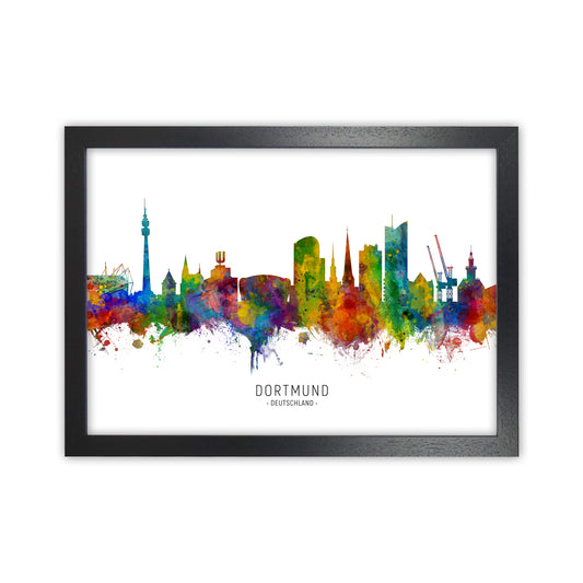 Dortmund Deutschland Skyline Art Print by Michael Tompsett Black Grain