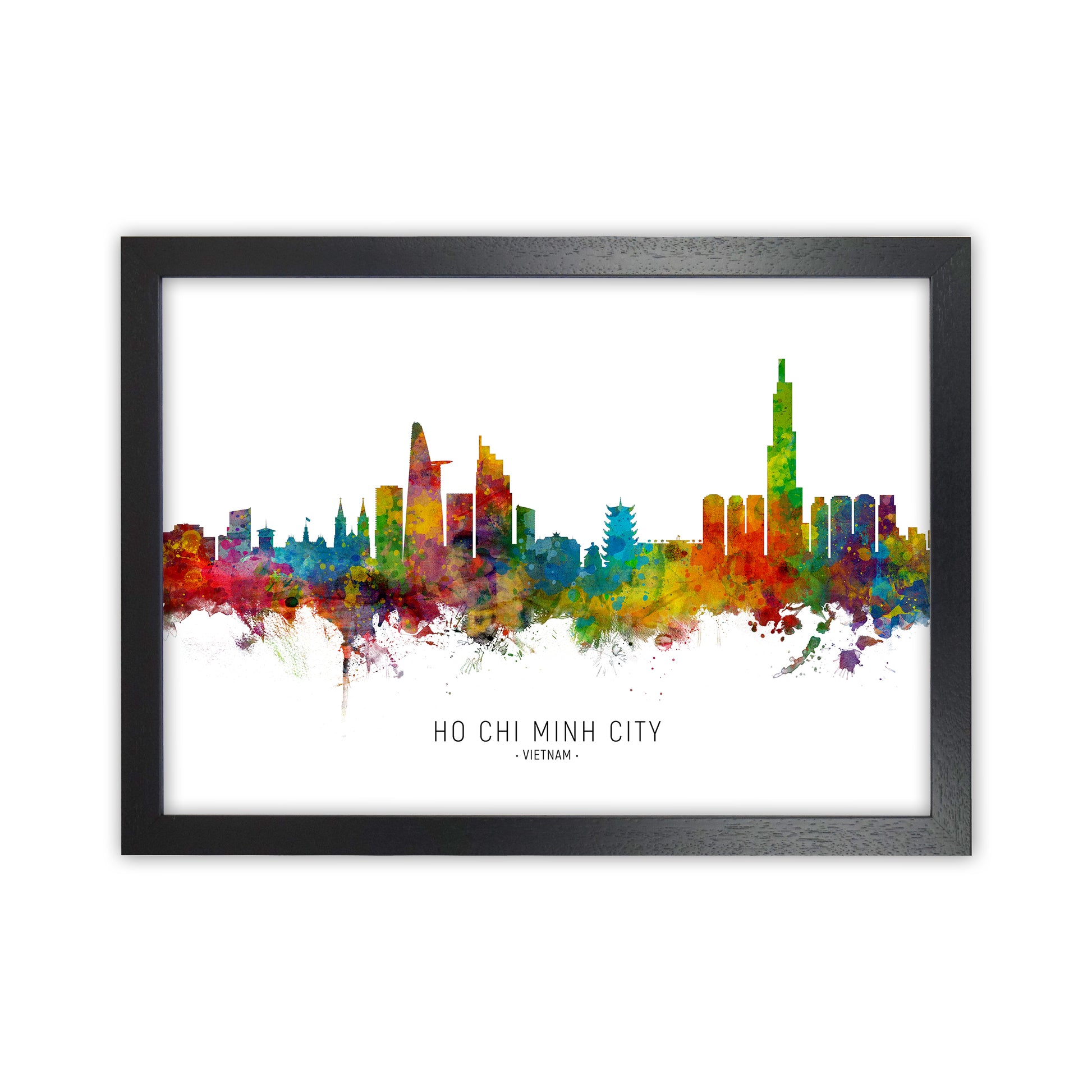 Ho Chi Minh City Vietnam Skyline Print by Michael Tompsett Black Grain