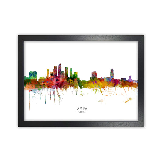 Tampa Florida Skyline Art Print by Michael Tompsett Black Grain