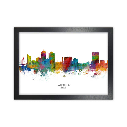 Wichita Kansas Skyline Art Print by Michael Tompsett Black Grain