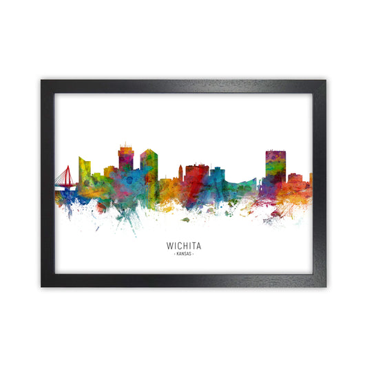 Wichita Kansas Skyline Art Print by Michael Tompsett Black Grain
