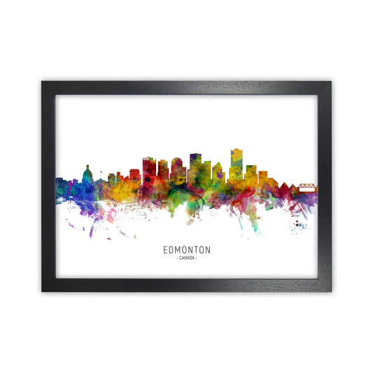 Edmonton Canada Skyline Art Print by Michael Tompsett Black Grain