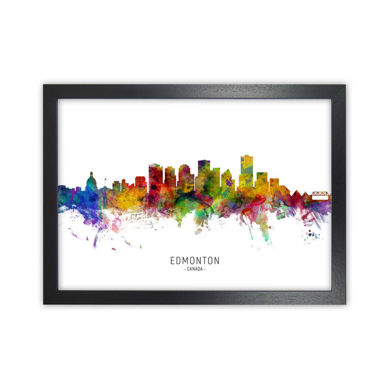 Edmonton Canada Skyline Art Print by Michael Tompsett Black Grain