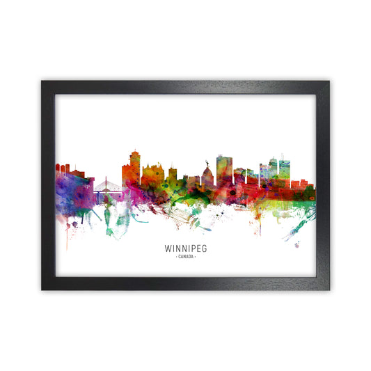 Winnipeg Canada Skyline Art Print by Michael Tompsett Black Grain