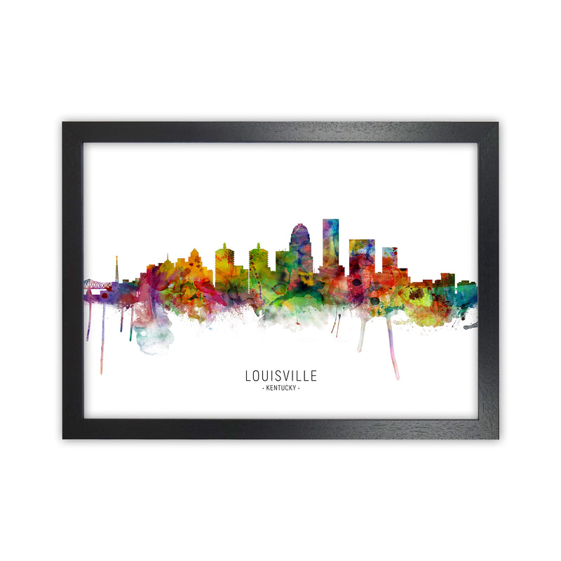 Louisville Kentucky Skyline Art Print by Michael Tompsett Black Grain