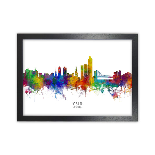 Oslo Norway Skyline Art Print by Michael Tompsett Black Grain