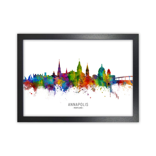 Annapolis Maryland Skyline Art Print by Michael Tompsett Black Grain