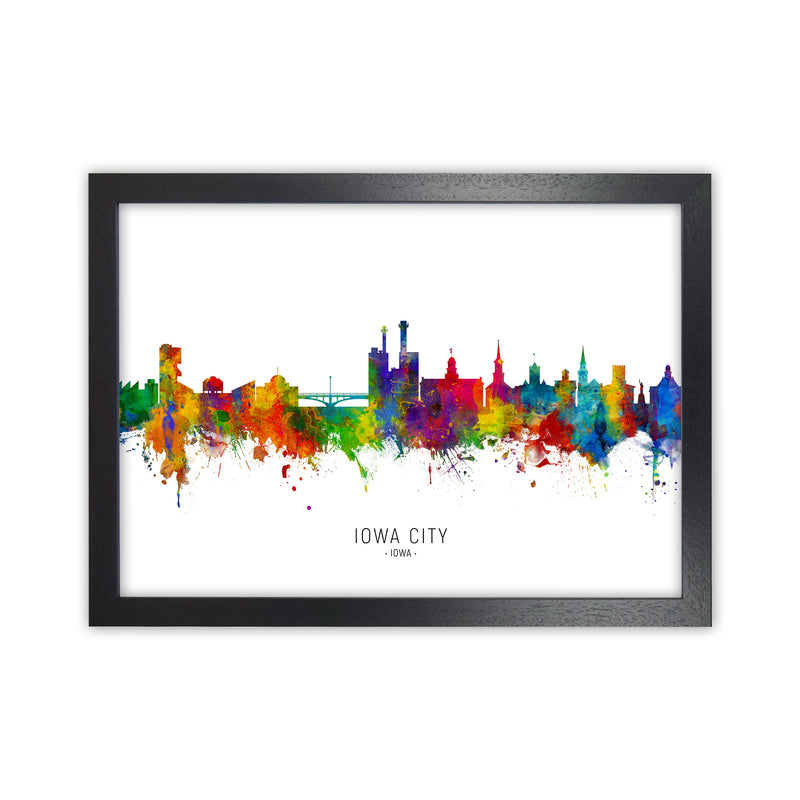 Iowa City Iowa Skyline Art Print by Michael Tompsett Black Grain