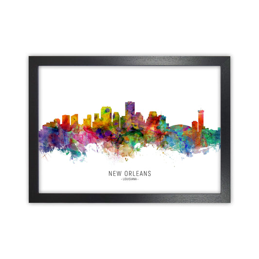 New Orleans Louisiana Skyline Art Print by Michael Tompsett Black Grain