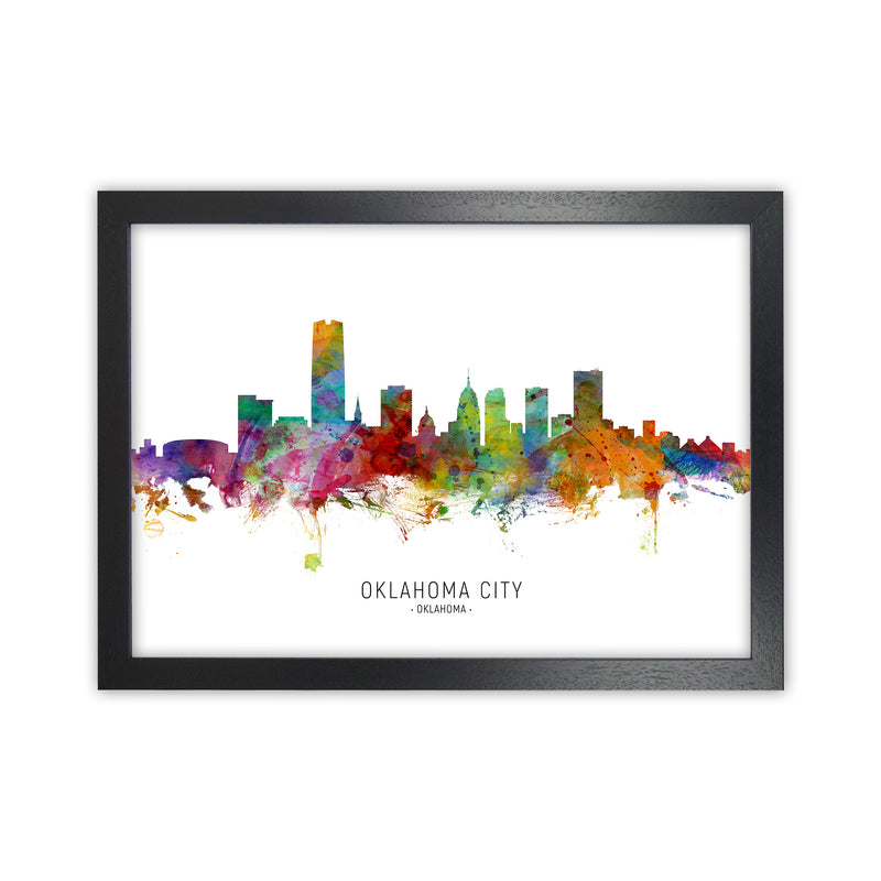 Oklahoma City Oklahoma Skyline Art Print by Michael Tompsett Black Grain