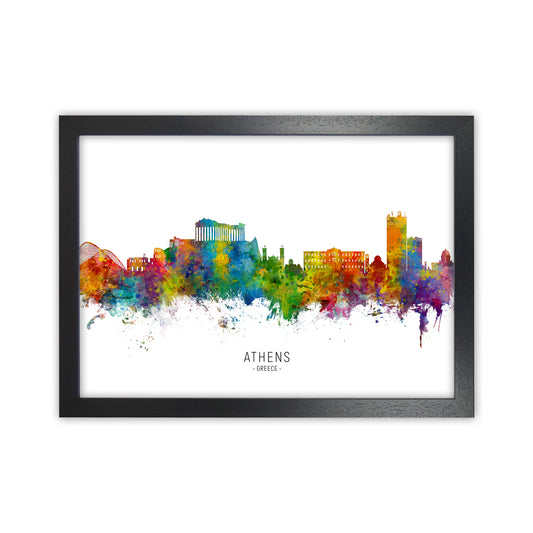 Athens Greece Skyline Art Print by Michael Tompsett Black Grain