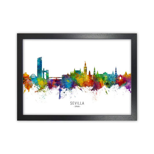 Sevilla Spain Skyline Art Print by Michael Tompsett Black Grain
