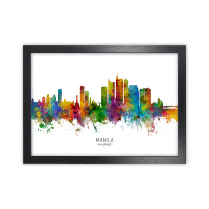 Manila Philippines Skyline Art Print by Michael Tompsett Black Grain