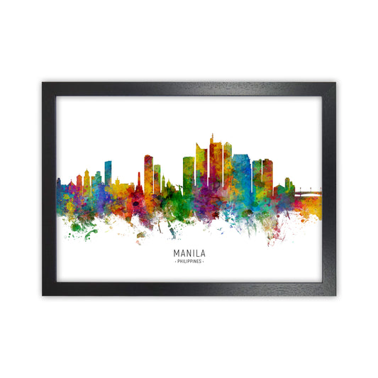 Manila Philippines Skyline Art Print by Michael Tompsett Black Grain
