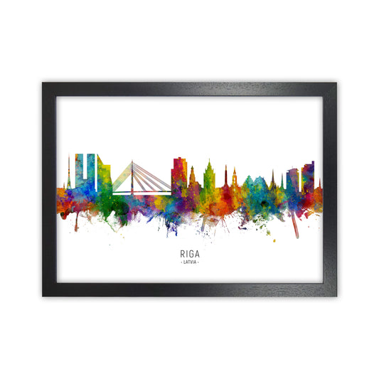Riga Latvia Skyline Art Print by Michael Tompsett Black Grain