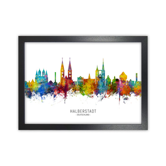 Halberstadt Deutschland Skyline Art Print by Michael Tompsett Black Grain