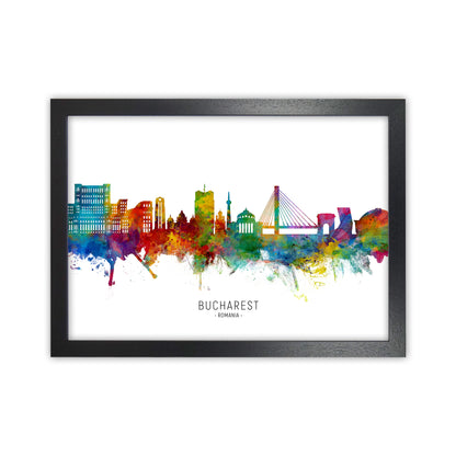 Bucharest Romania Skyline Art Print by Michael Tompsett Black Grain