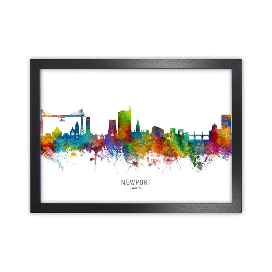 Newport Wales Skyline Art Print by Michael Tompsett Black Grain