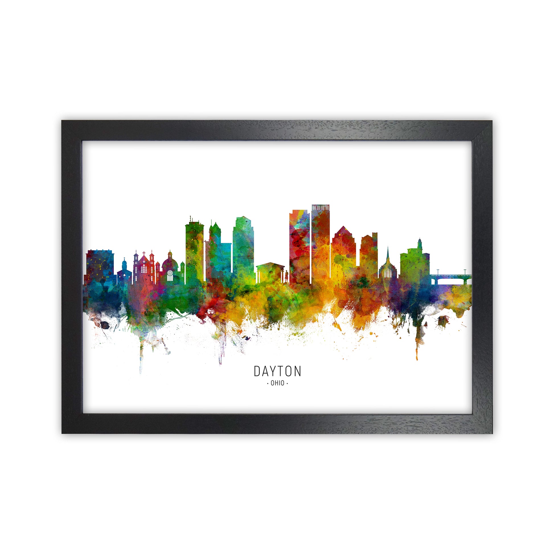 Dayton Ohio Skyline Art Print by Michael Tompsett Black Grain