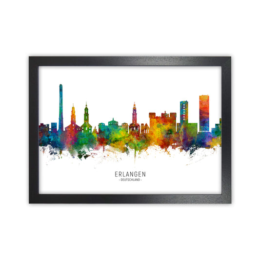 Erlangen Deutschland Skyline Art Print by Michael Tompsett Black Grain