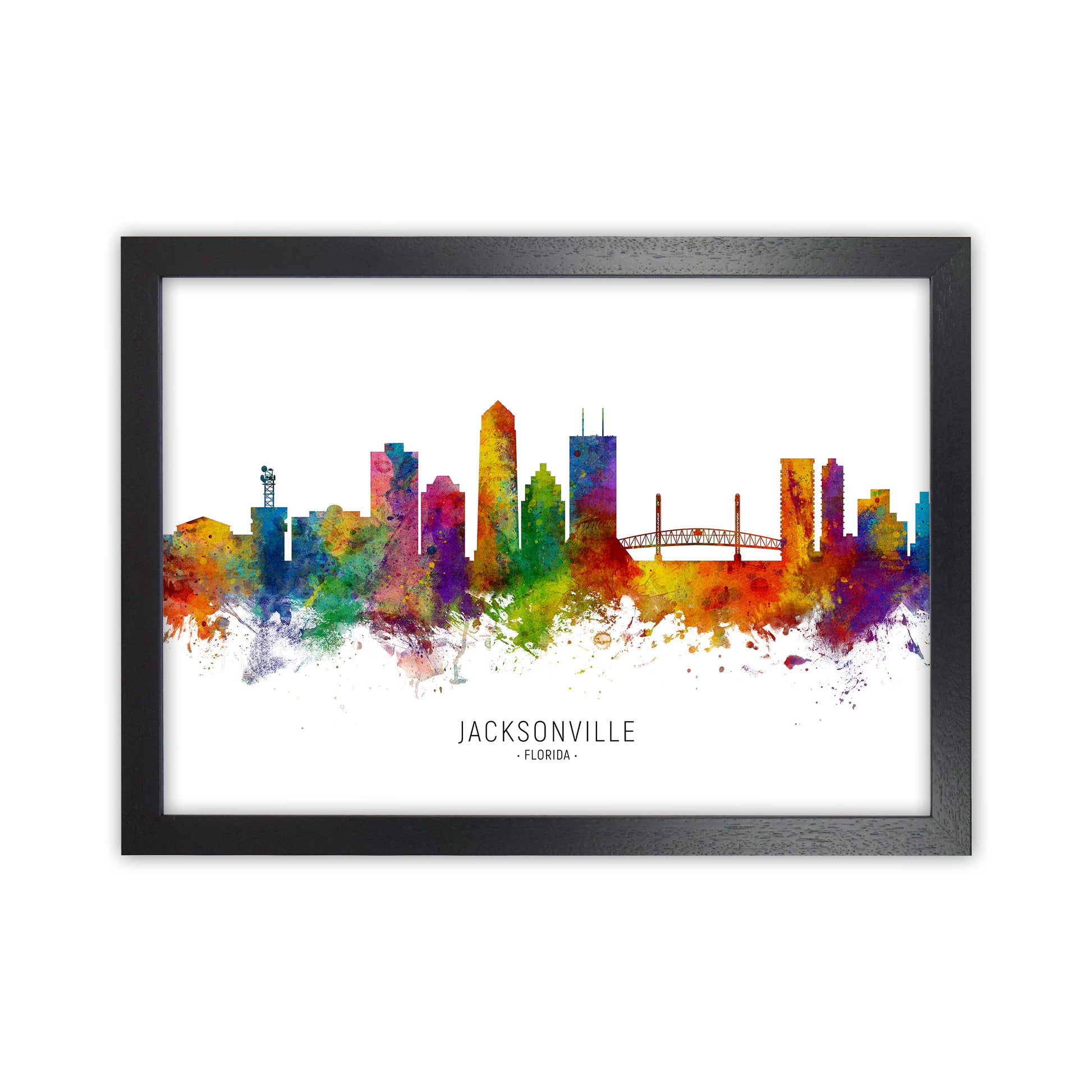 Jacksonville Florida Skyline Art Print by Michael Tompsett Black Grain