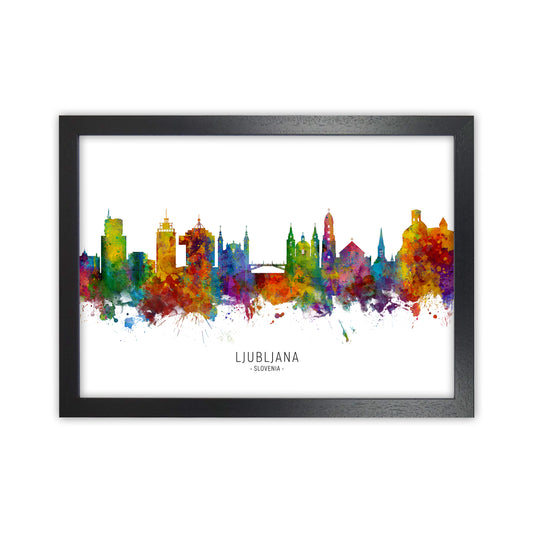 Ljubljana Slovenia Skyline Art Print by Michael Tompsett Black Grain