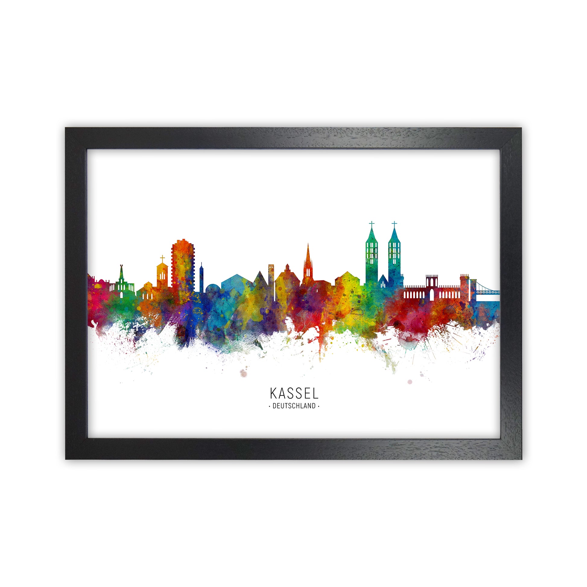 Kassel Deutschland Skyline Art Print by Michael Tompsett Black Grain