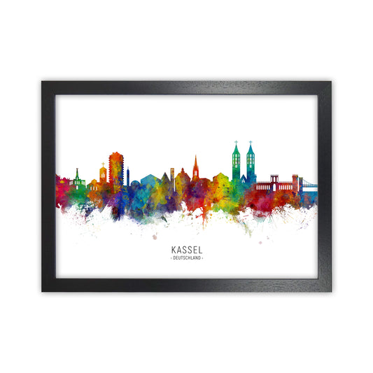 Kassel Deutschland Skyline Art Print by Michael Tompsett Black Grain