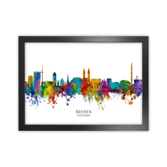 Bremen Deutschland Skyline Art Print by Michael Tompsett Black Grain