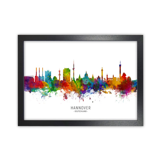 Hannover Deutschland Skyline Art Print by Michael Tompsett Black Grain