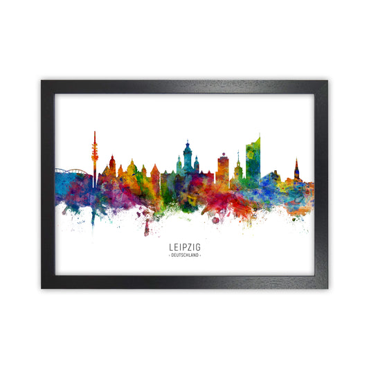 Leipzig Deutschland Skyline Art Print by Michael Tompsett Black Grain