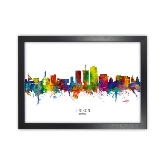 Tucson Arizona Skyline Art Print by Michael Tompsett Black Grain