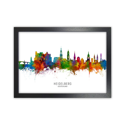 Heidelberg Deutschland Skyline Art Print by Michael Tompsett Black Grain