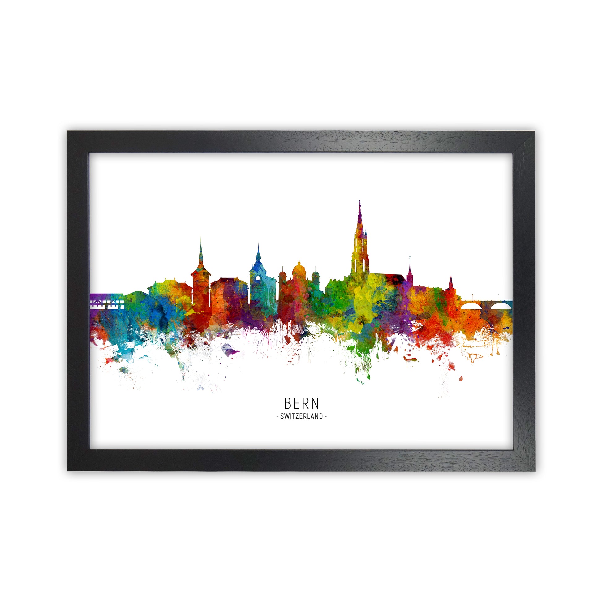 Bern Switzerland Skyline Art Print by Michael Tompsett Black Grain