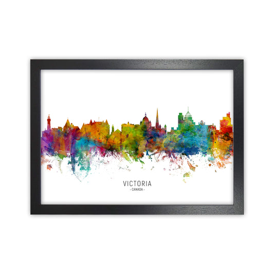 Victoria Canada Skyline Art Print by Michael Tompsett Black Grain
