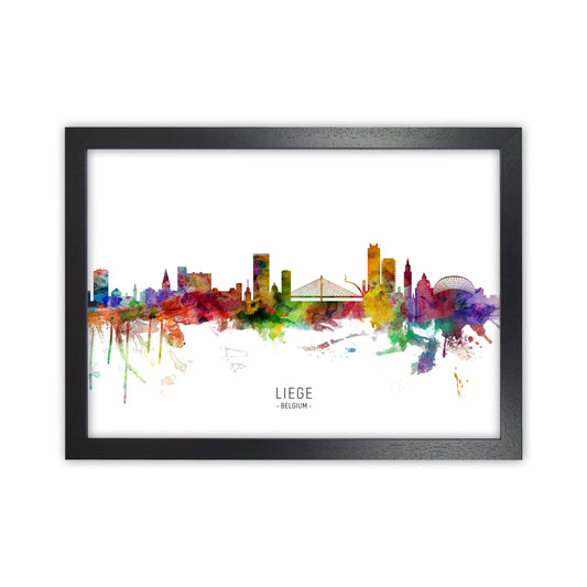 Liege Belgium Skyline Art Print by Michael Tompsett Black Grain