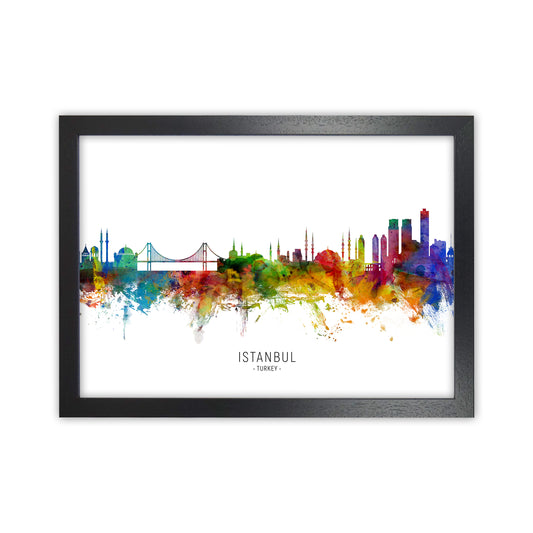 Istanbul Turkey Skyline Art Print by Michael Tompsett Black Grain