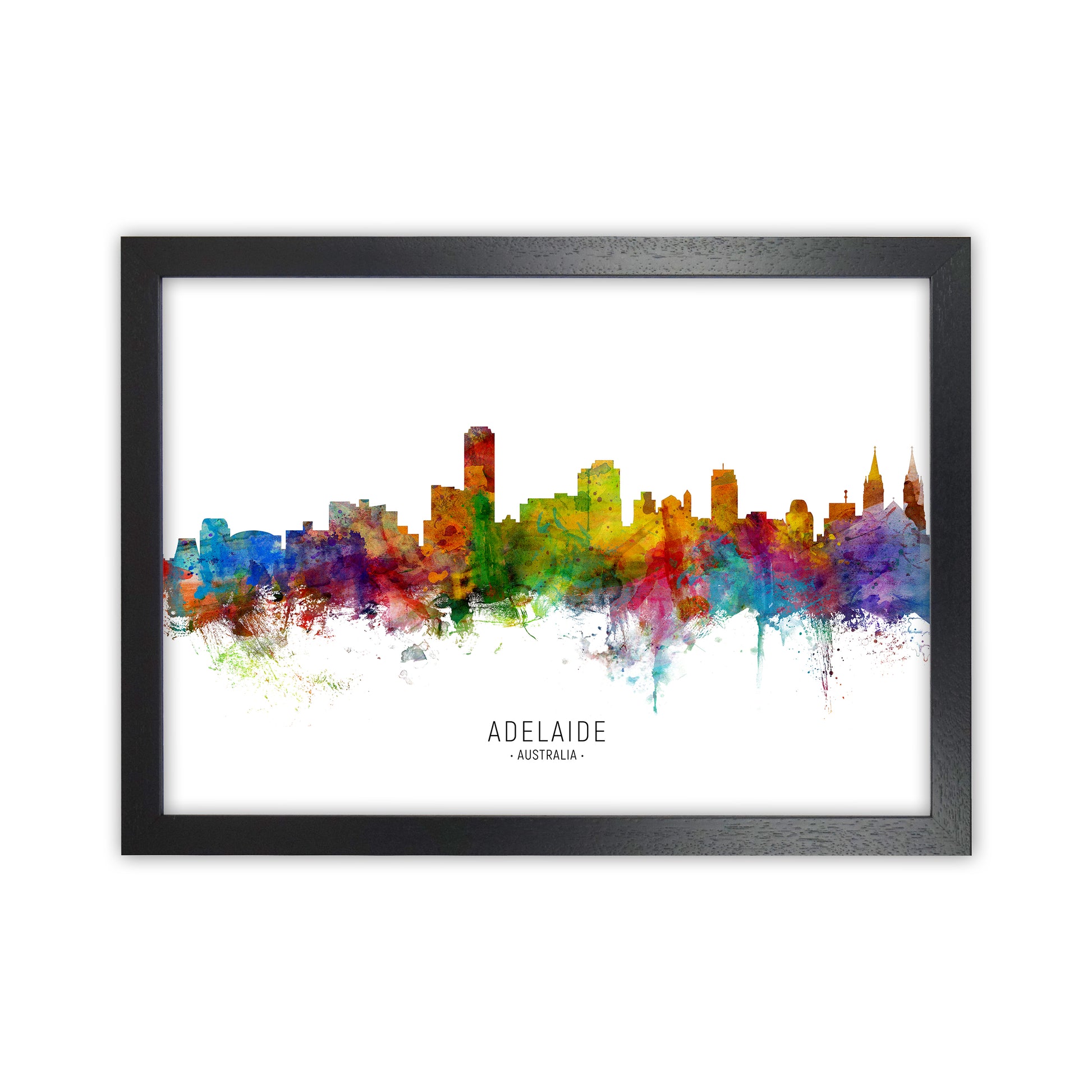 Adelaide Australia Skyline Art Print by Michael Tompsett Black Grain