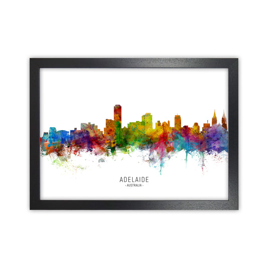 Adelaide Australia Skyline Art Print by Michael Tompsett Black Grain