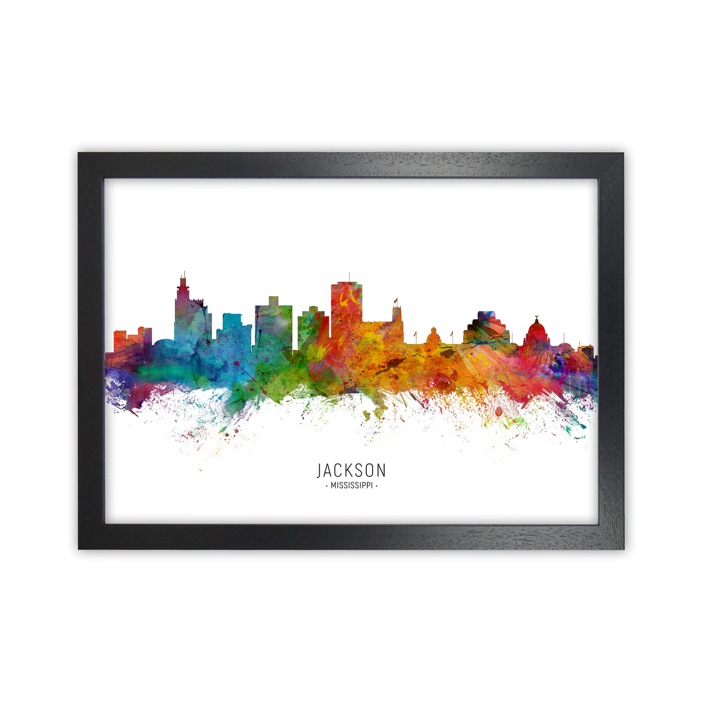 Jackson Mississippi Skyline Art Print by Michael Tompsett Black Grain