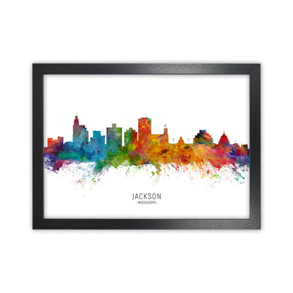 Jackson Mississippi Skyline Art Print by Michael Tompsett Black Grain