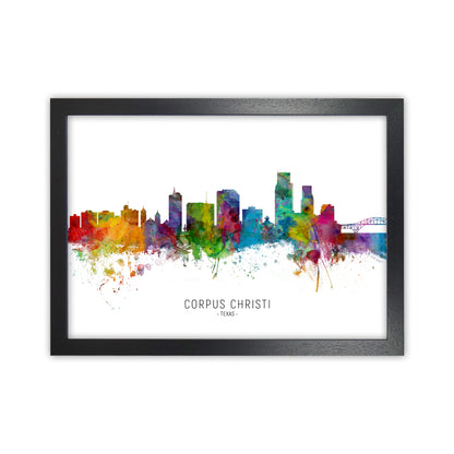 Corpus Christi Texas Skyline Art Print by Michael Tompsett Black Grain